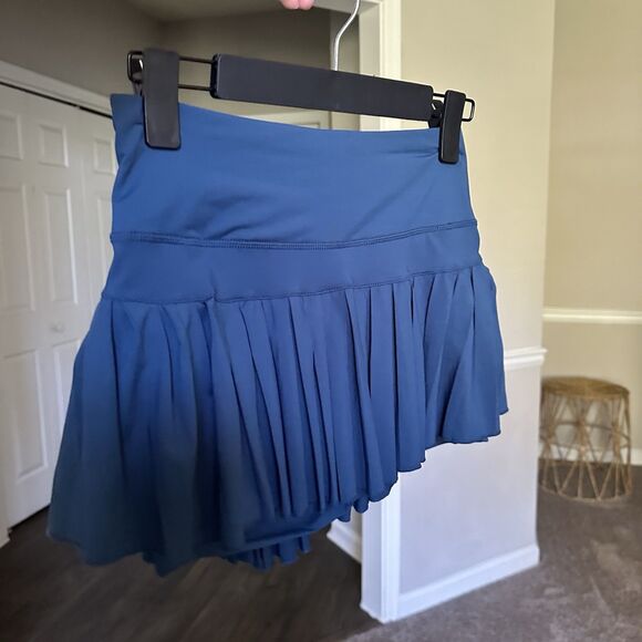 Gold Hinge Pleated Tennis Skirt Blue Grey Women’s Small Hidden Pockets Skort - Picture 7 of 7